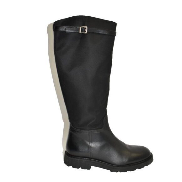 New! La Canadienne Size 9.5 Quintin Leather-Nylon Black Boots Tall Boot DD524